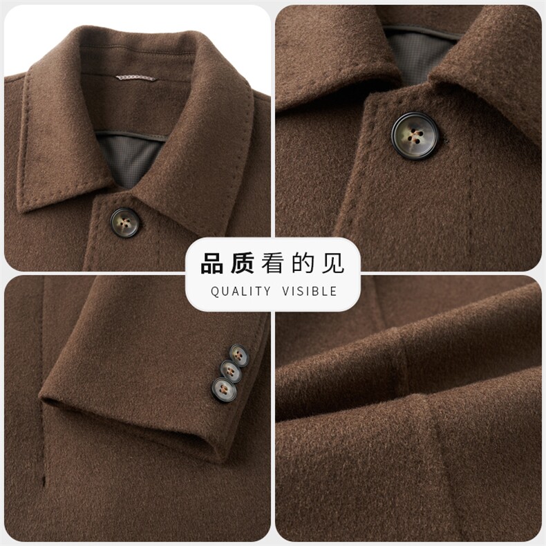 高端中年70%绵羊毛羽绒内胆西服大衣男秋冬中青年双面呢休闲外套,男装西服,钱塘723