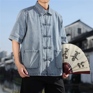 2026夏季新款风休闲宽松大码牛仔T恤CS2604图片