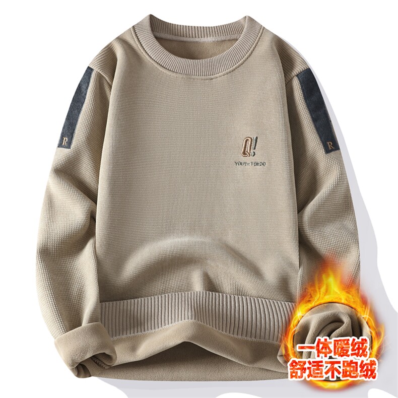 青年学生男士高品质休闲圆领华夫格一体绒毛衣打底针织衫M835-P52,男装针织衫/毛衣,星座310B-3