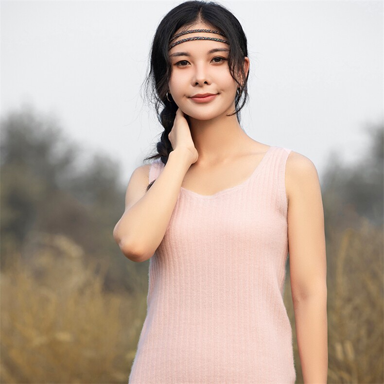 纯仿羊毛背心女内搭薄款无袖马甲外穿坎肩圆领针织衫短款,女装背心吊带,赛冬羊绒