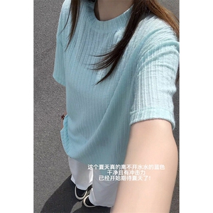 肌理感镂空针织短袖T恤男夏季美式潮牌宽松痞帅情侣防晒半袖体恤图片