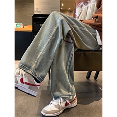 1014-1-KZ1619-P43-2025春秋新款美式复古刺绣直筒牛仔裤男，男装牛仔裤，星座1014-1