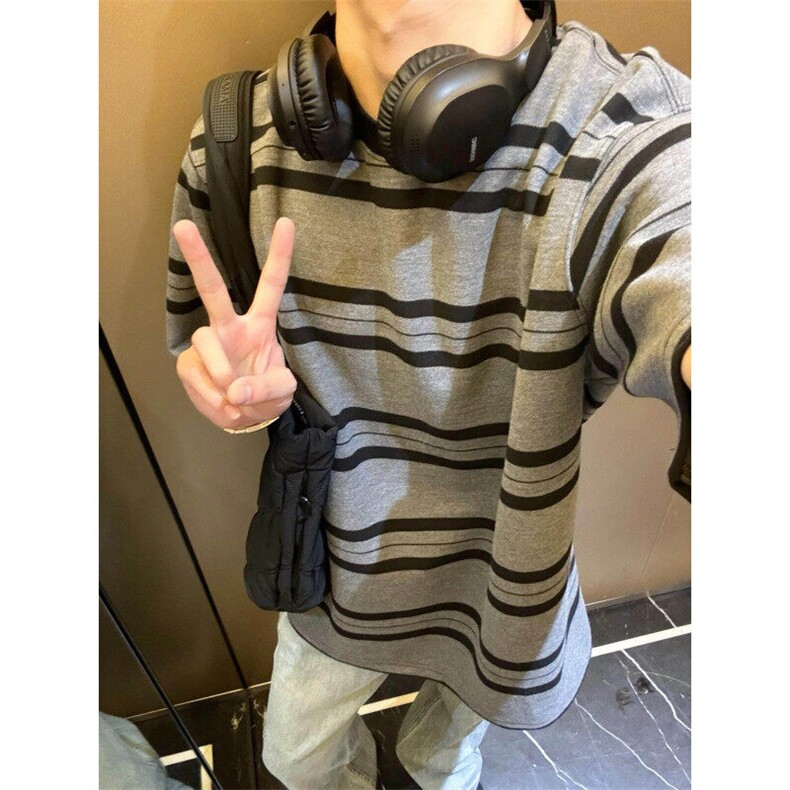 数据款现货！！小领口条纹T恤高级感短袖RA146-P40图片