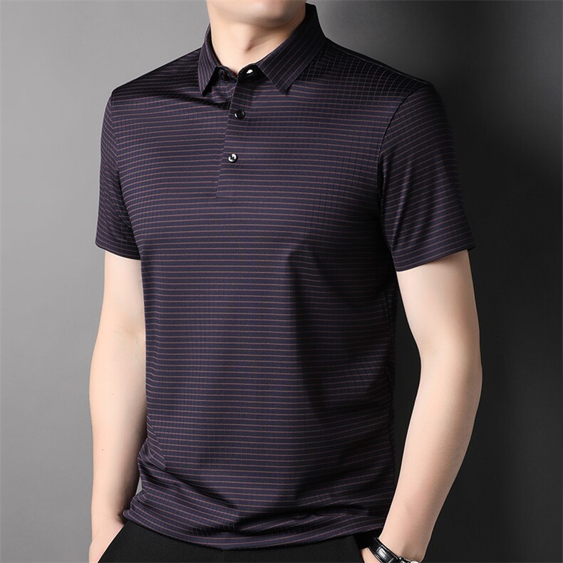 夏季纯棉半袖POLO衫男士短袖T恤条纹上衣翻领t恤衫潮BB5193-P75,男装T恤,钱塘6003A(原)4033A