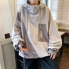 设计感半拉链卫衣男连帽秋冬季美式复古潮牌学院风上衣WY830-P43，男装卫衣，星座1008