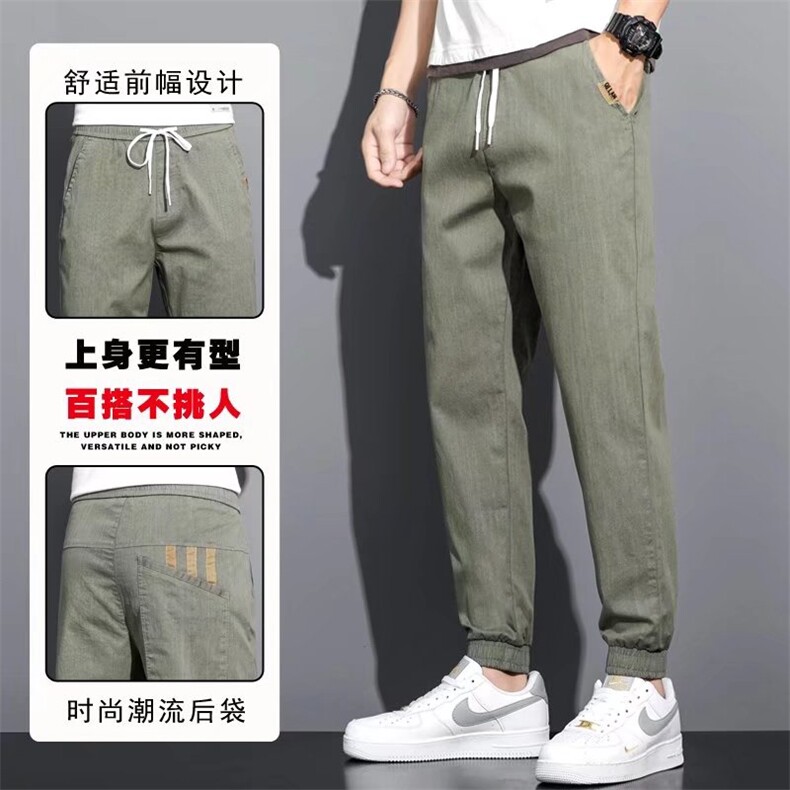 夏季薄款休闲裤男宽松束脚哈伦九分工装裤男生百搭运动K0766-P35图片