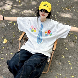 万针全刺绣解构设计260克重磅双纱纯棉高品质美式高街短袖T恤特35图片
