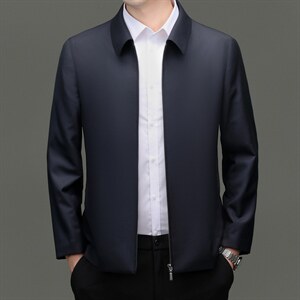 XL-N82203秋冬新款男士夹克翻领商务休闲领导服男装纯色羊毛外套图片
