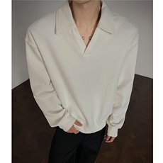 秋装新品海欧领卫衣男polo衫短款版宽松长袖外套H1119特P48，男装Polo衫，电商A341