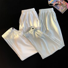 K6068/P40港风平铺冰丝裤高品质垂感休闲裤男九分裤开衩大码男裤，男装休闲裤，电商A141