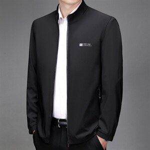 8003大货主推中老年商务休闲立领夹克男士纯色简约爸爸装外套图片