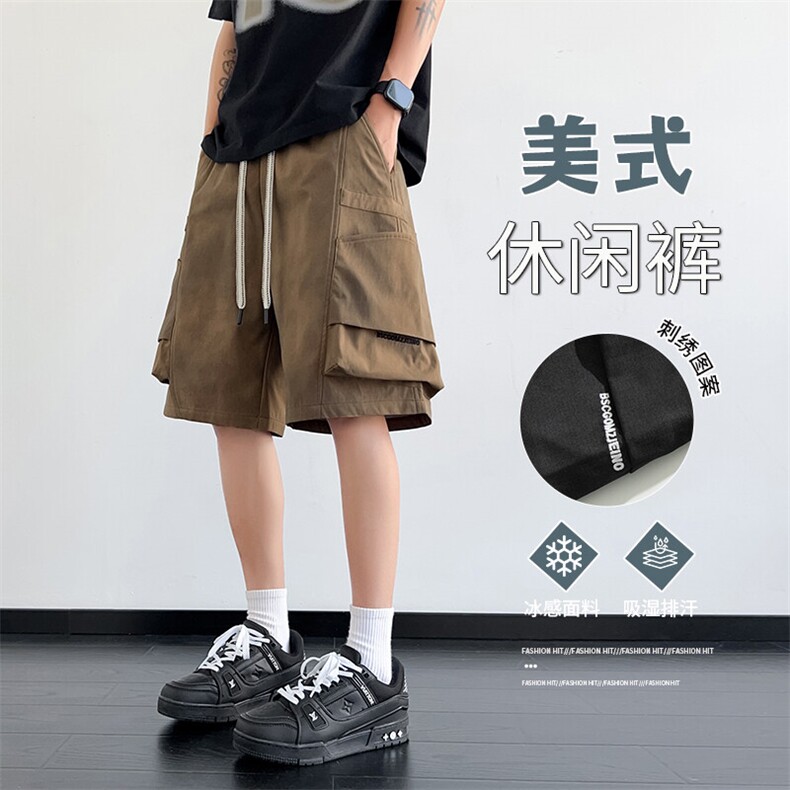 大口袋工装裤男脏脏短裤扎染五分休闲裤217-2-K195-特P35图片