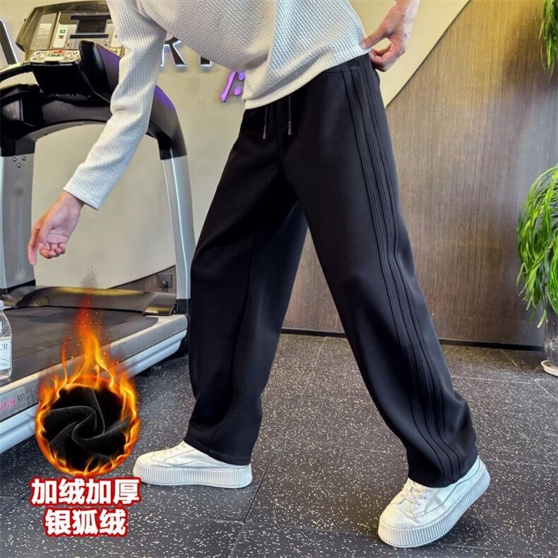 网图加绒加厚运动卫裤新款冬季宽松加厚休闲裤310A-K6025JR-P50，男装休闲裤，四季星座310A