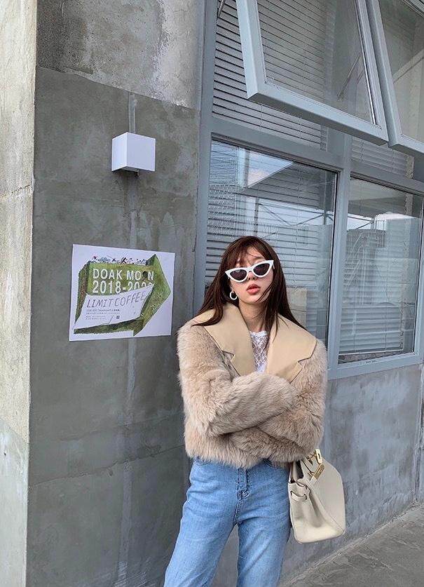 拼皮毛毛外套，其它，last name