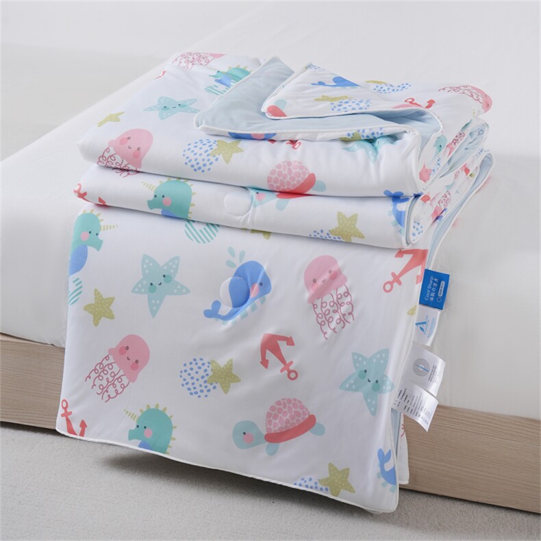 新款180克100%锦纶凉感丝数码印花天丝凉感夏被，被套/被芯，一起卖家纺