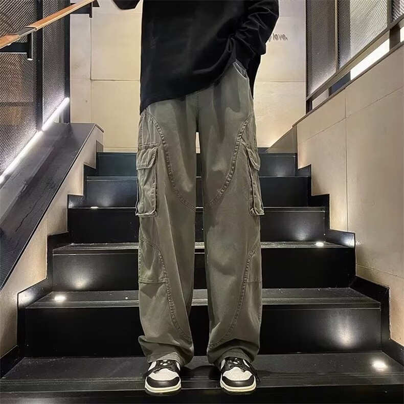 工装裤男高街潮牌直筒阔腿长裤夏季休闲百搭重磅宽松裤子GU03/P44,男装工装外套,星座506