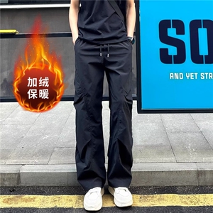 秋冬加绒新款宽松直筒男街头伞兵弯刀裤薄款百搭阔腿裤MK107 P47图片