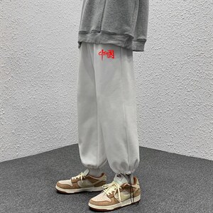 K13276-P35 加绒-P45 可束脚加厚加绒运动裤男大码宽松直筒卫裤男图片