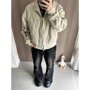 短款外套男春秋款美式复古工装连帽棒球服哈灵顿夹克 JK7709图片