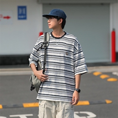 夏季男新款经典条纹修身短袖t恤T33-P46，男装T恤，星座308B-2