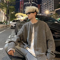 美式潮牌情侣假两件纽扣设计毛衣开衫针织衫MY39-P78，男装针织衫/毛衣，星座308B-2