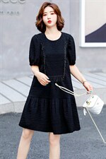 2026新款年夏季圆领时尚气质中长款百搭韩版优雅连衣裙，女装连衣裙，尚洛菲