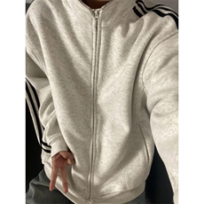 CW35LL-特P43三条杠花灰色外套男高级感痞帅立领卫衣夹克，男装夹克，星座1007（原301D）