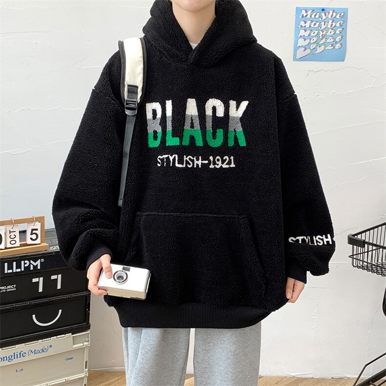 秋冬加绒加厚羊羔绒卫衣青少年休闲连帽外套男女975-P90控价118,男装卫衣,电商A441-1