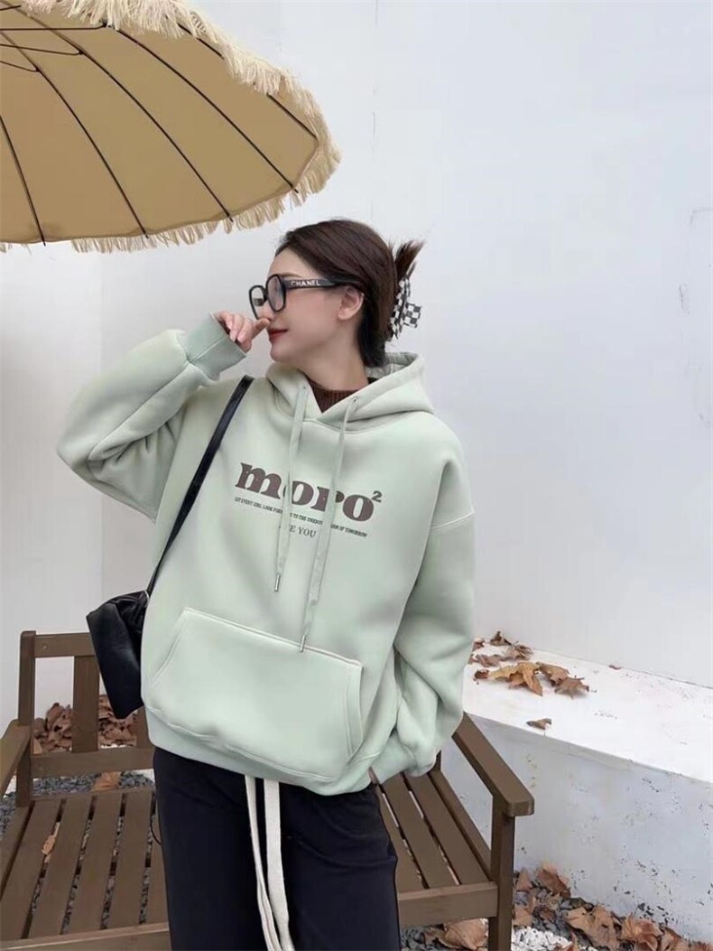 戴帽加高领加绒卫衣，女装卫衣/绒衫，泽妤