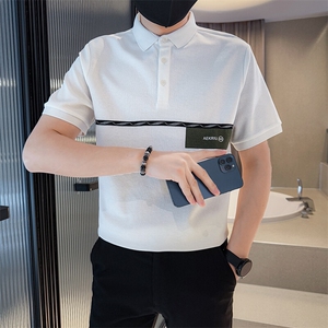 2025夏季新款织带设计短袖T恤翻领Polo衫F9454-P48图片