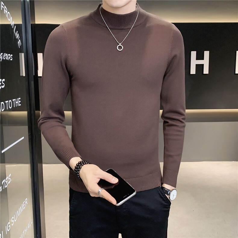 12色纯色毛衣打底衫男秋冬内搭半高领修身针织衫M602特p35，男装针织衫/毛衣，电商D303