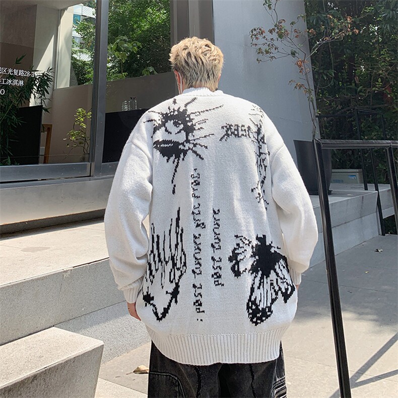 美式复古提花开衫毛衣外套男女慵懒高级感cleanfit针织衫MF09P60,男装针织衫/毛衣,电商D256