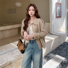 卡其色短款风衣2C081-8305P155K228，女装风衣，2C081