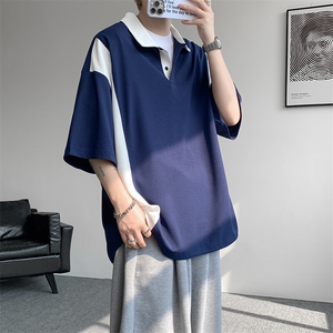 8XL-M拼接撞色短袖t恤男款夏季新款半袖POLO衫加肥加大码DT004P38