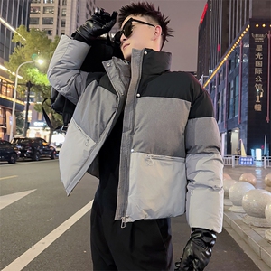 AY105/P128控168秋冬季社会小伙三色拼接设计感保暖面包服男图首1图片