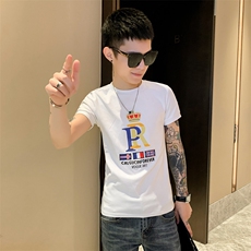 社会风精神小伙时尚热卖爆款高质量刺绣Logo修身短袖T恤28002-P35，男装T恤，星座308A