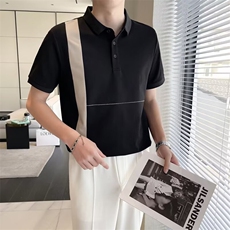 男士t恤短袖夏季2025新款上衣男款痞帅冰丝高级感潮牌男装polo衫，男装T恤，电商B212（原钱塘6029）
