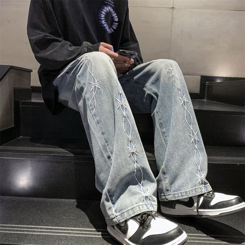 2024早春刺绣重工艺水洗宽松直筒牛仔裤313A-1-NZ026-P65控78,男装牛仔裤,星座808A-1