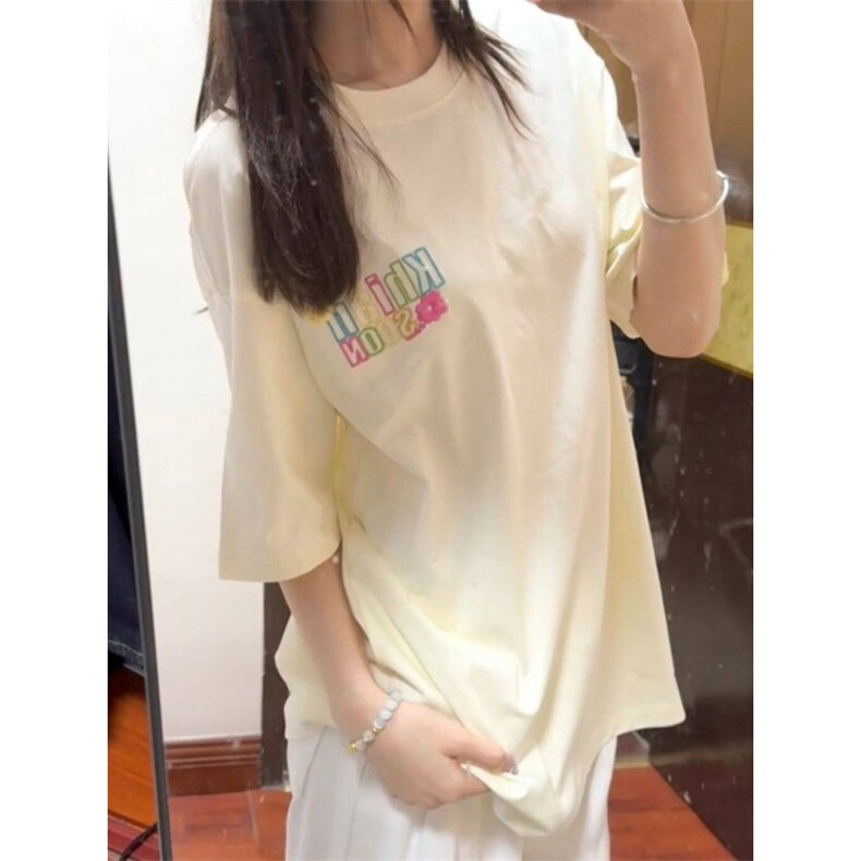 H0523-p35前后刺绣夏季宽松休闲简约短袖T恤女,女装T恤,星座617A-2