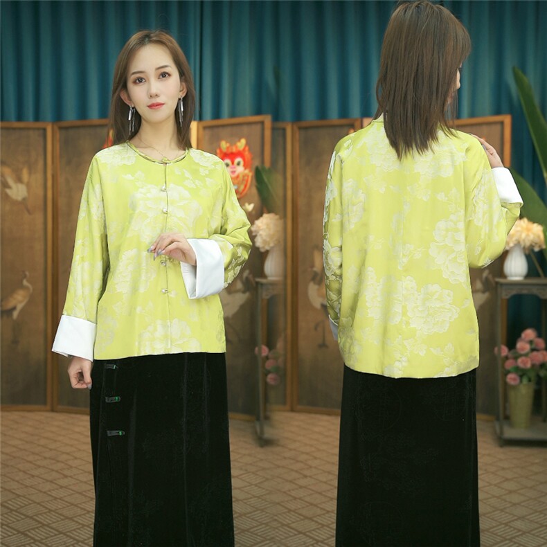 现货2024春季新款简约刺绣盘扣衬衫新中式穿搭上衣B011，女装衬衫，非你不可新中式