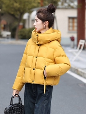白鸭绒90姜黄色羽绒服防风短外套2025冬季新款小个子宽松百搭羽绒，女装羽绒服，意芙