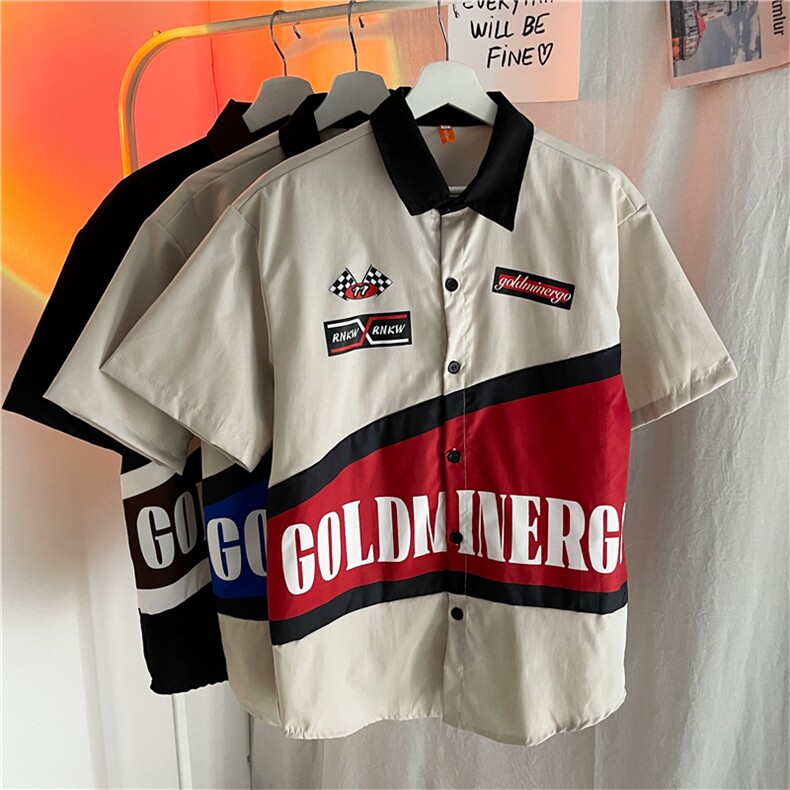 个性印花短袖衬衫男夏季韩版宽松帅气五分袖衬衣外套潮C1501-p38，男装衬衫，星座1008