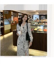 秋季新款韩版修身淑女气质高雅时尚连衣裙，女装连衣裙，荷塘月色