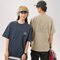 2025夏季新款男装日系潮牌纯棉印花圆领宽松短袖休闲T恤T958-F48，男装T恤，电商A101（原外27）