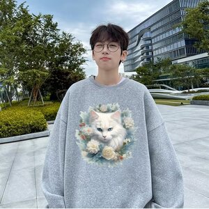 美式复古圆领卫衣男女卡通直喷印花秋冬 W610 P26图片