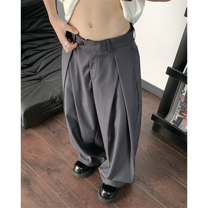 阔腿裤宽松西装裤休闲裤男女春夏高腰垂感拖地长裤子潮牌KZ01-P53图片