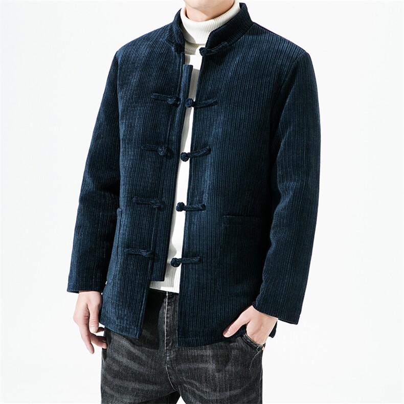 0988^灯芯绒加厚保暖立领羽绒服男冬季新款白鸭绒宽松防寒外套图片