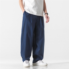 夏季新款大码日系风棉麻裤直筒宽松休闲哈伦阔腿裤K171/P70，男装休闲裤，电商A221A