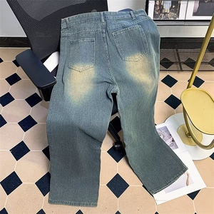 美式vibe复古破洞牛仔裤男女高街嘻哈宽松做旧长裤K60726-P40网图图片