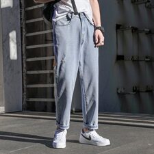 2021春秋季新款潮流百搭阔腿宽松休闲牛仔裤男裤子A436-20215-P45，男装牛仔裤，电商A436